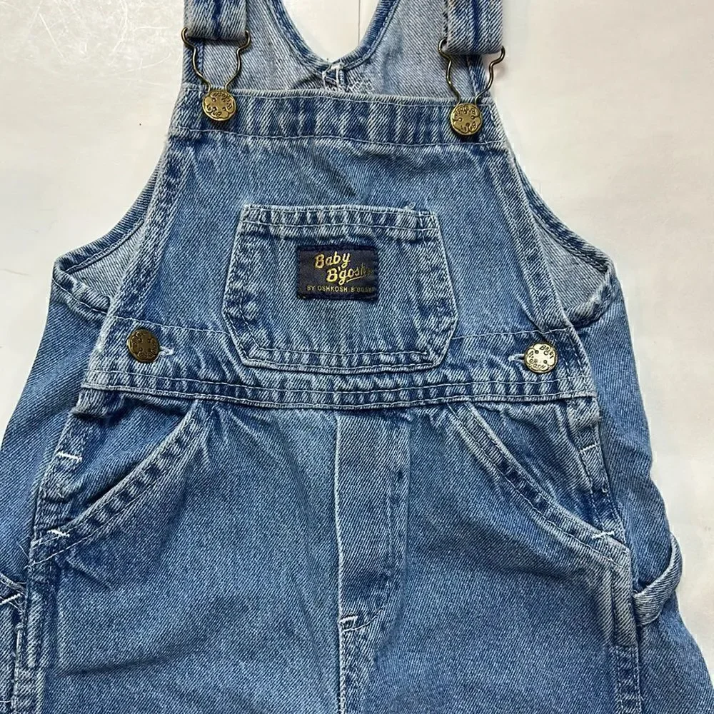 Vintage OshKosh B'Gosh bibs Overalls Toddler Size 24 M Distressed Faded Denim